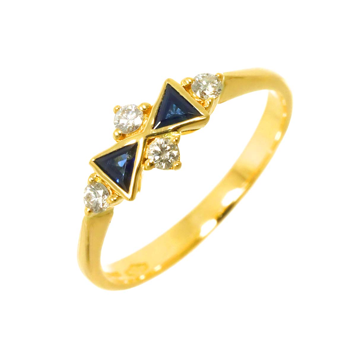 Sapphire Daimond Ring 18K YG 750 Size6.5-6.75(US)