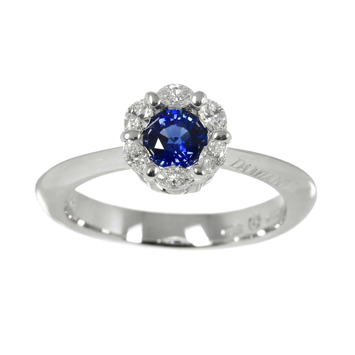 Sapphire Diamond Ring 18K WG 750 Size5.25(US)