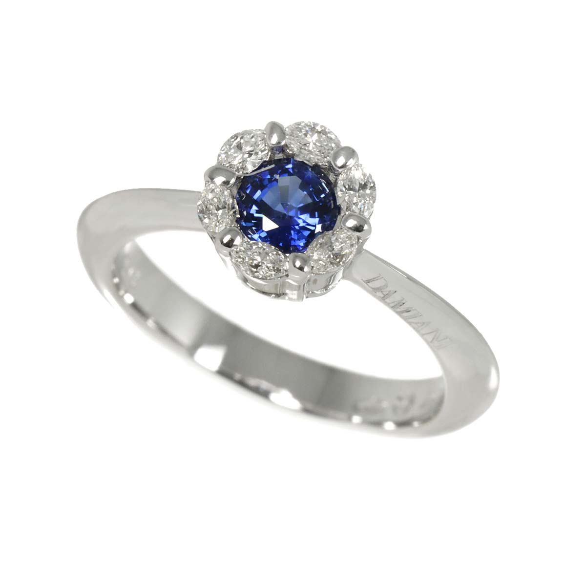 Sapphire Diamond Ring 18K WG 750 Size5.25(US)