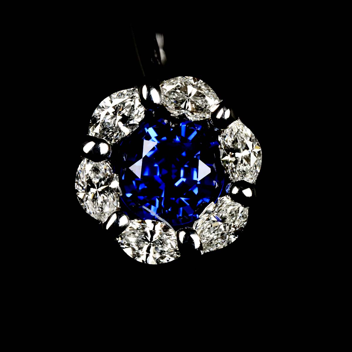 Sapphire Diamond Ring 18K WG 750 Size5.25(US)