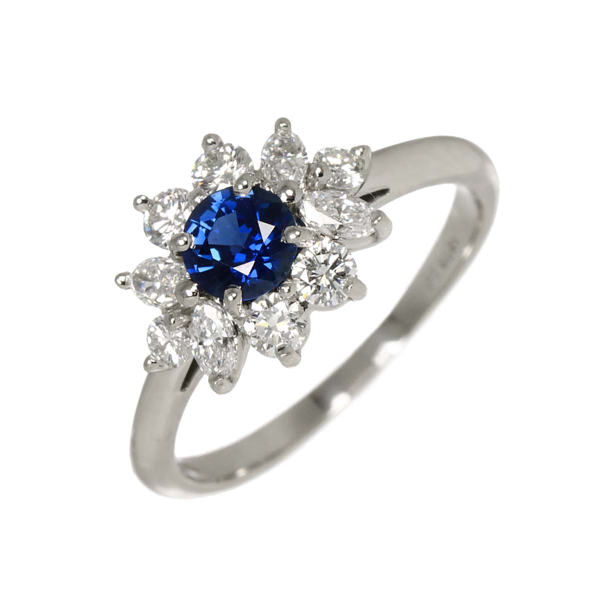 Sapphire Diamond Ring Platinum Size5.25(US)