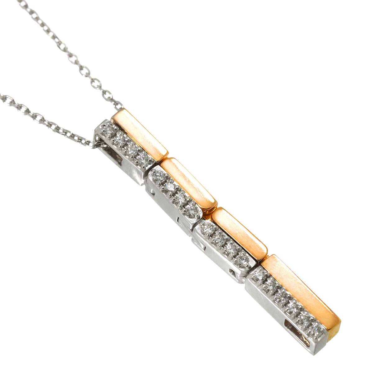 Diamond 0.14ct Necklace 18K White Gold Pink Gold 750