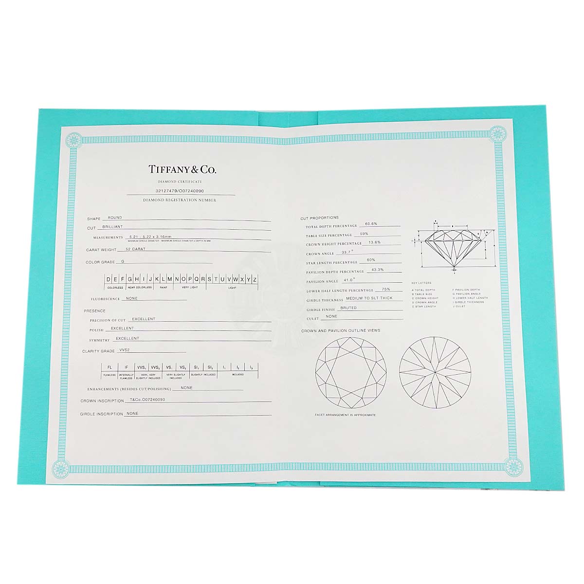 Diamond 0.52ct G/VVS2/3EX Ring Platinum Size5.25(US)