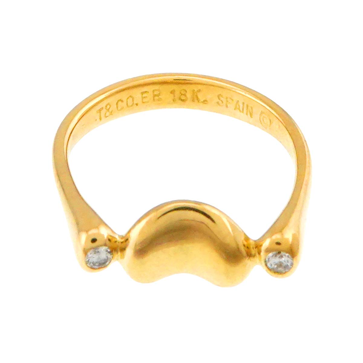 TIFFANY Co. Bean Diamond Ring 18K Yellow Gold 750 Size4(US)