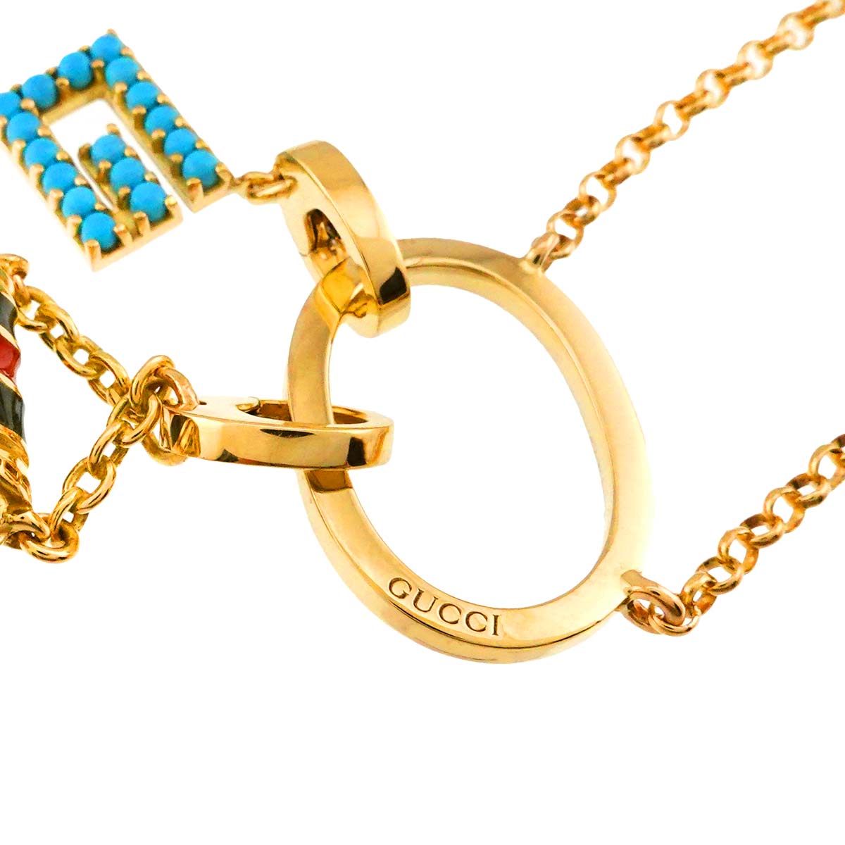 Enamel Turquoise charm Necklace 18K Yellow Gold 750