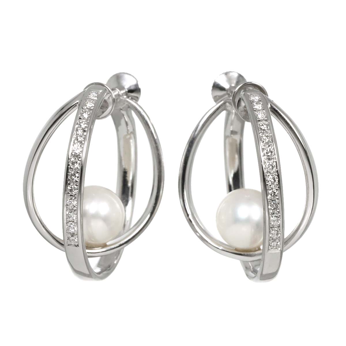 Akoya Pearl Diamond 0.11ct/0.11ct Earrings 18K 14K WG 750 585