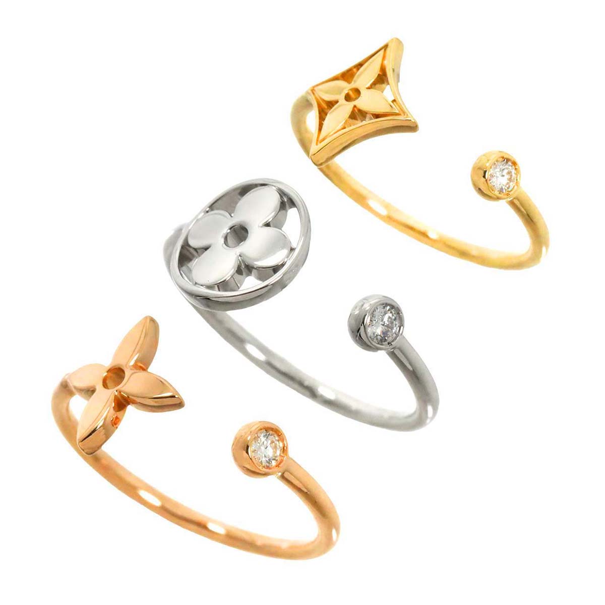 Berg Monogram Ring Diamond 18K YG WG PG Size52 6(US)