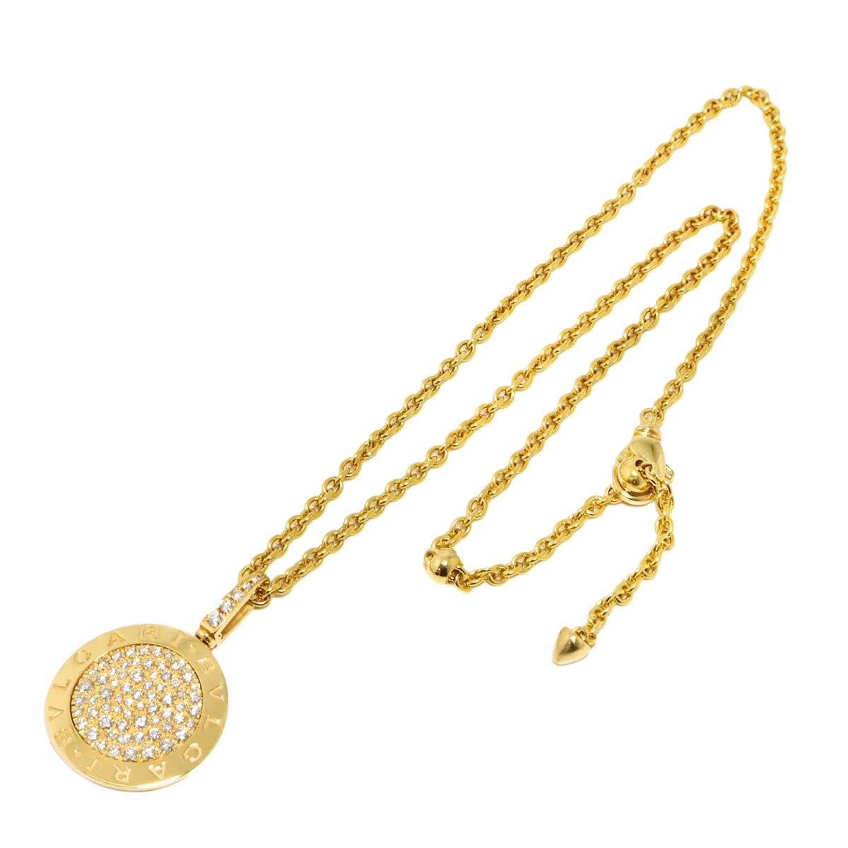 Double logo Pave Diamond Necklace 18K Yellow Gold 750