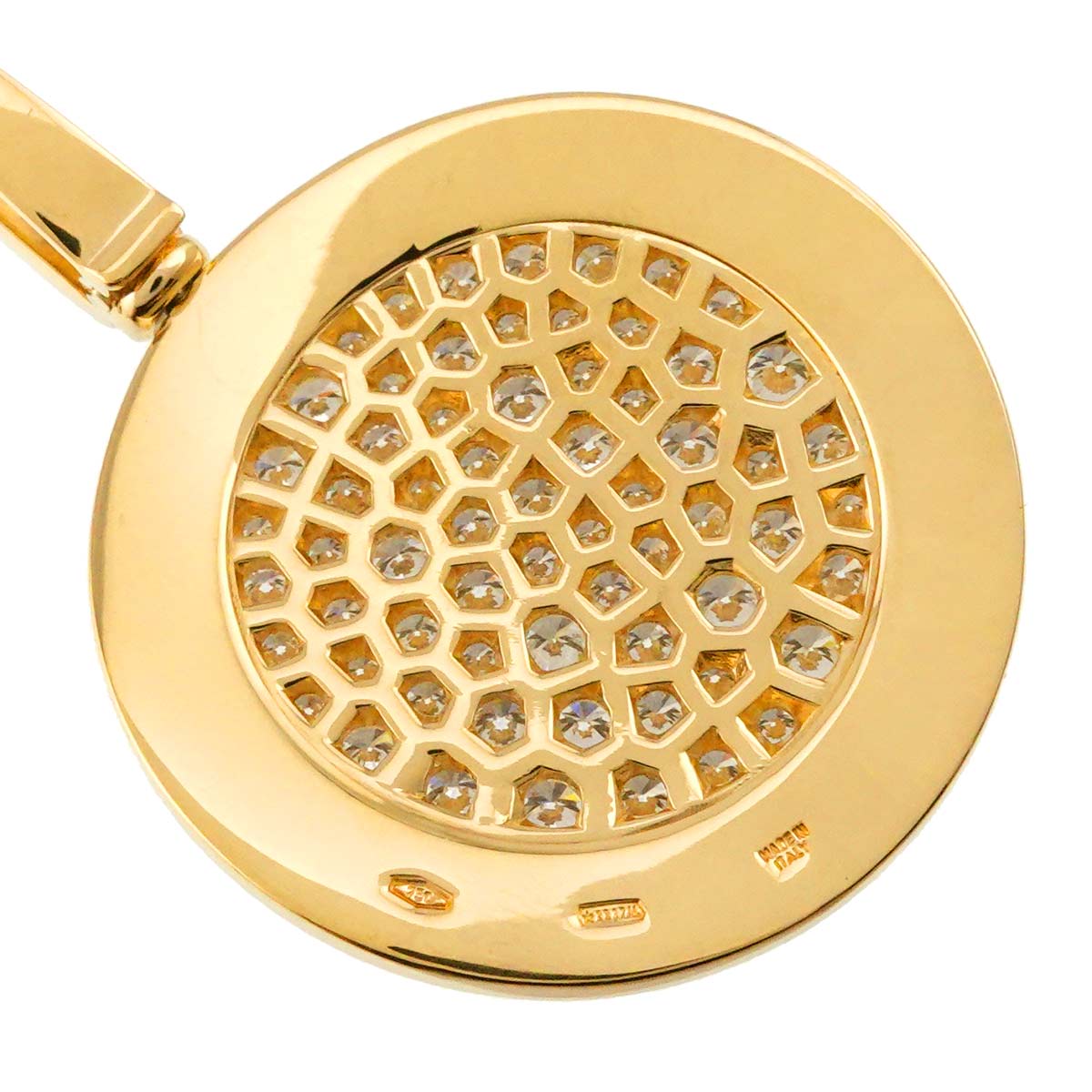 Double logo Pave Diamond Necklace 18K Yellow Gold 750