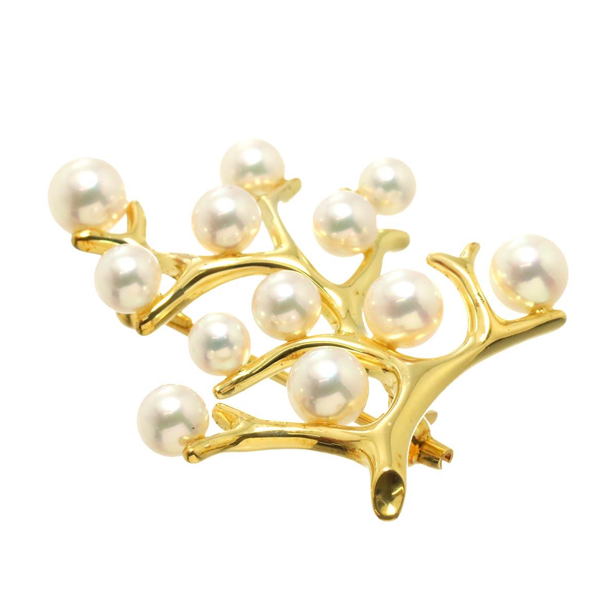 MIKIMOTO Akoya Pearl 4.9-3.8mm Brooch 18K YG 750