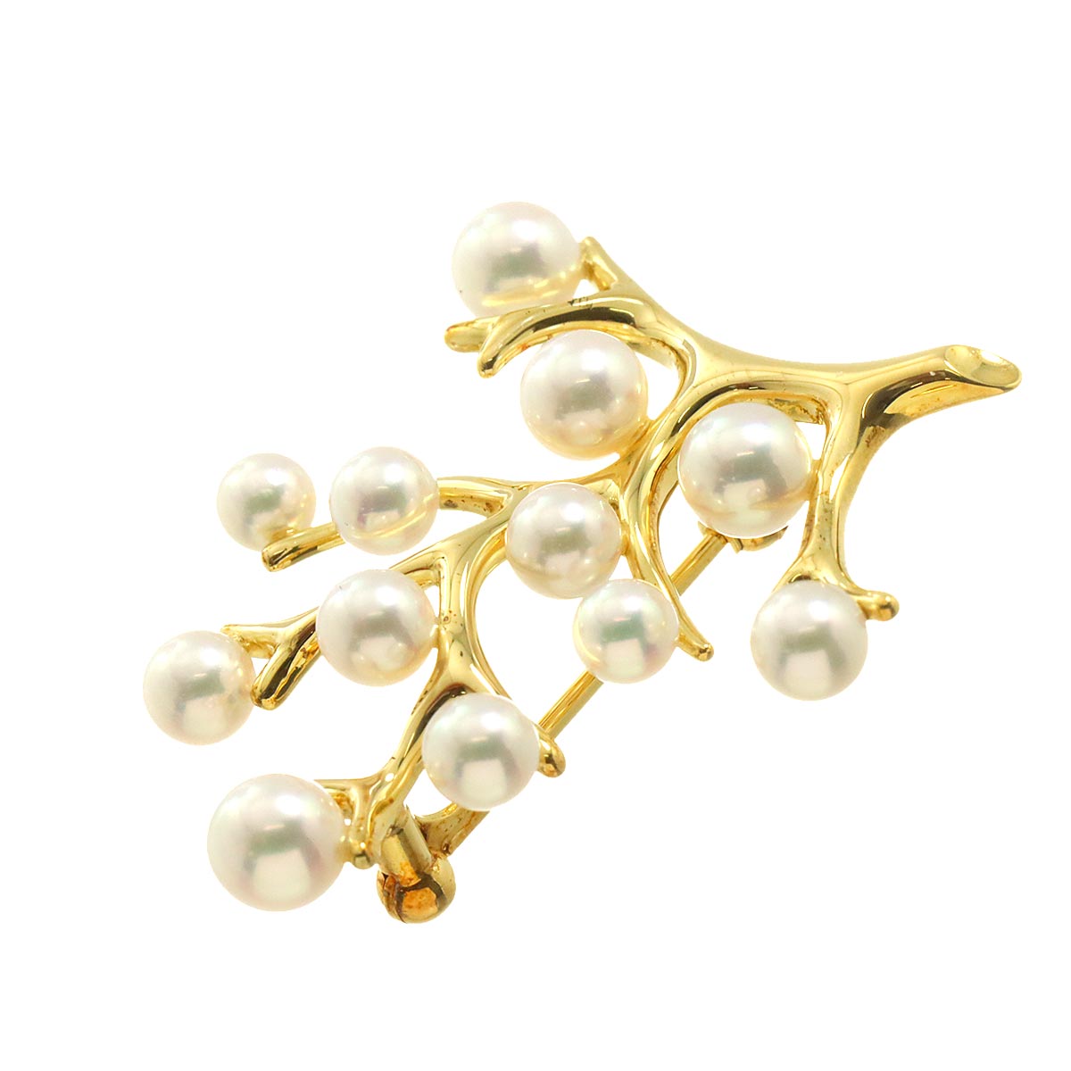 MIKIMOTO Akoya Pearl 4.9-3.8mm Brooch 18K YG 750