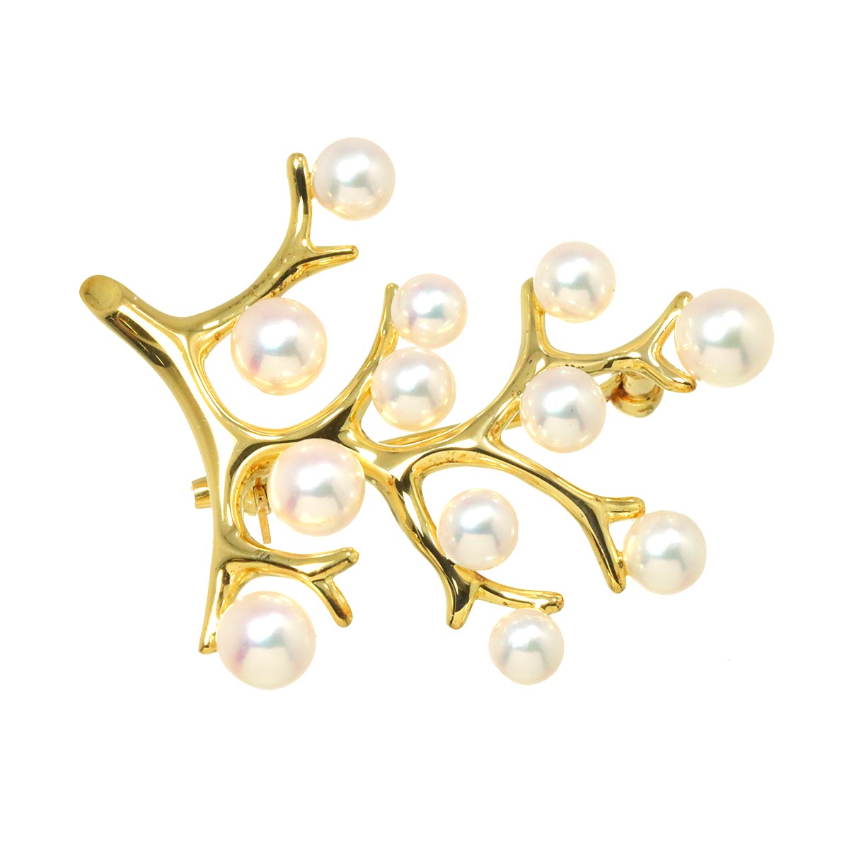 MIKIMOTO Akoya Pearl 4.9-3.8mm Brooch 18K YG 750