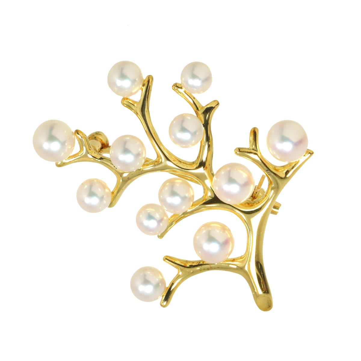 MIKIMOTO Akoya Pearl 4.9-3.8mm Brooch 18K YG 750