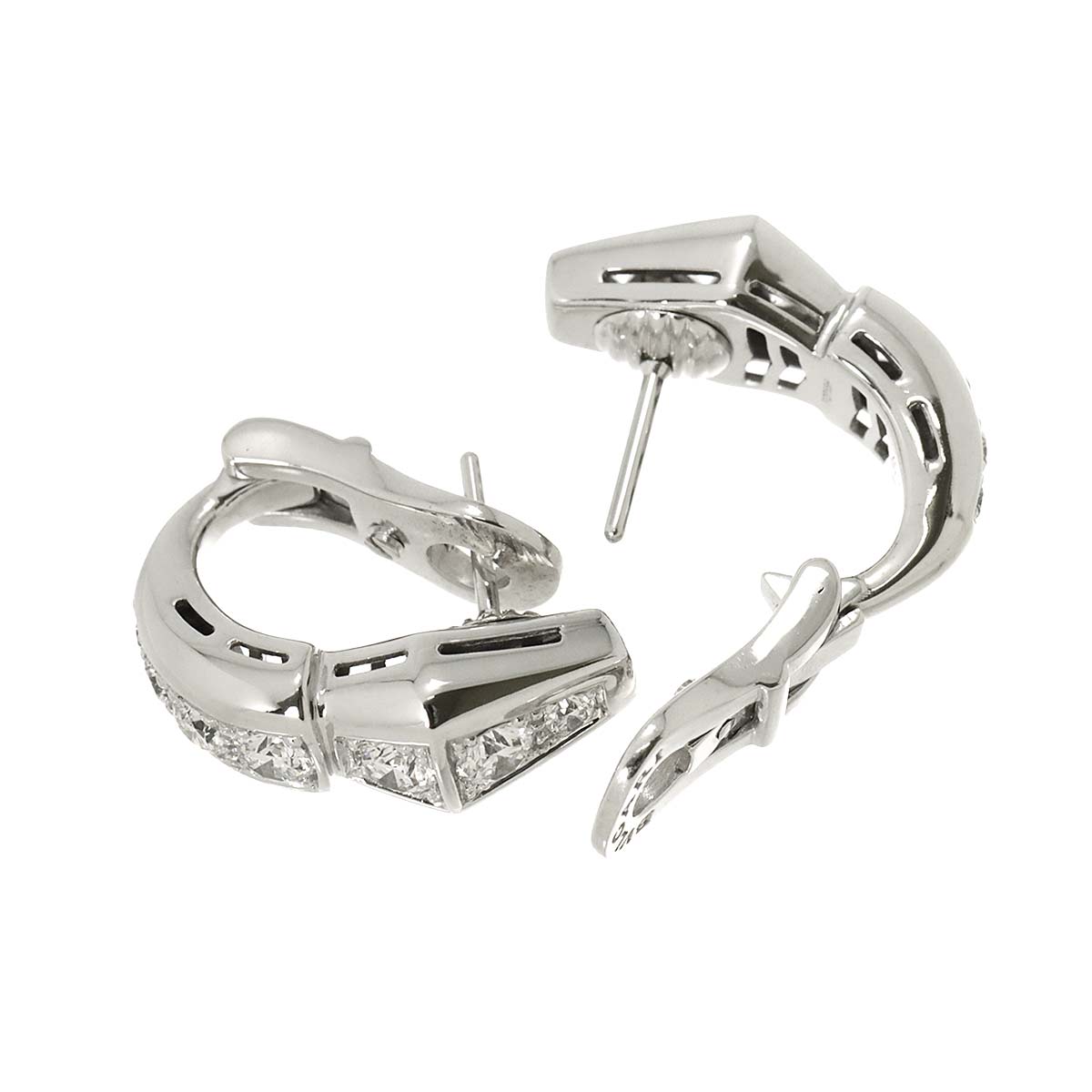 Serpenti Viper Diamond Earrings Pierced 18K White Gold 750