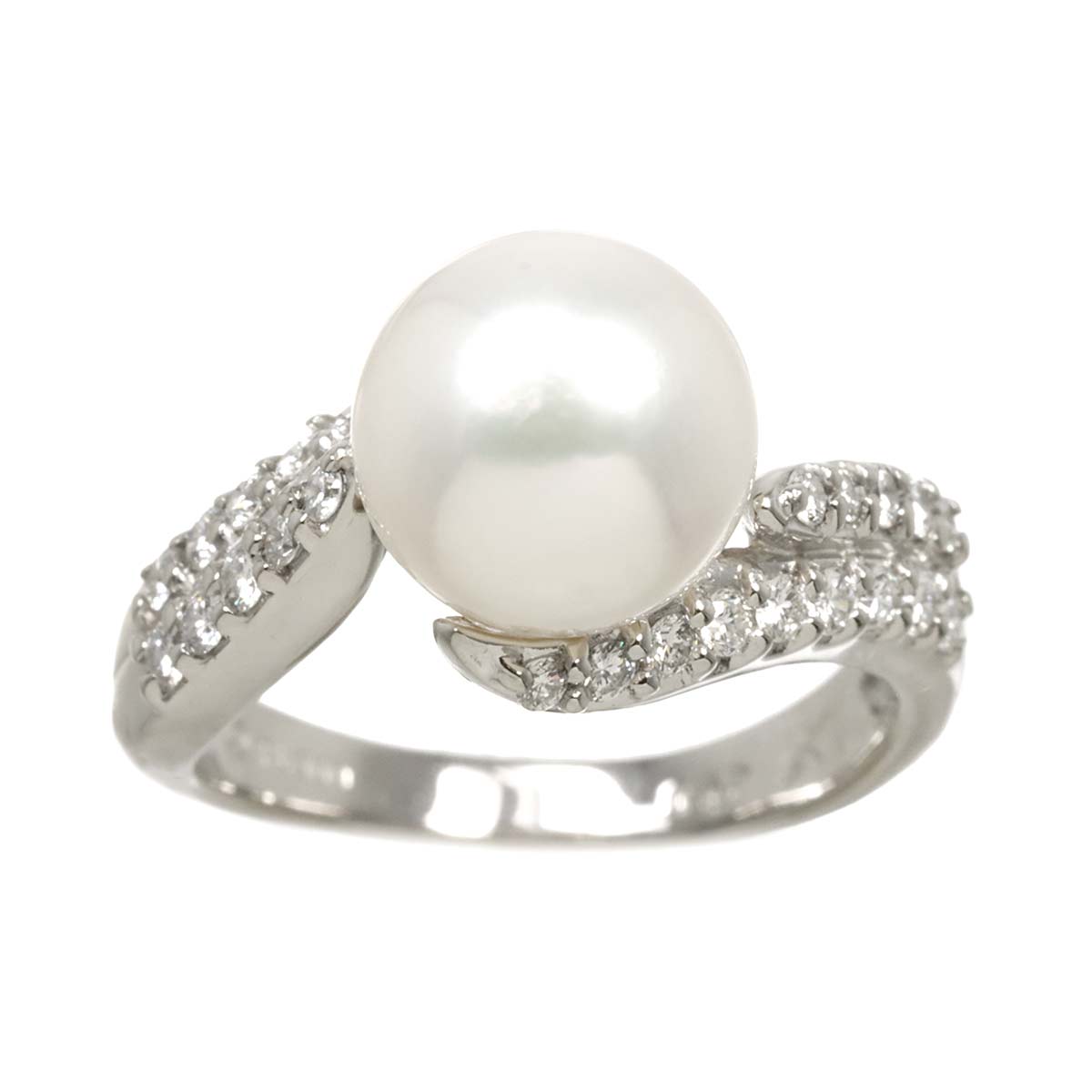 Akoya Pearl 9.2mm Diamond 0.47ct Ring Pt size5.25(US)