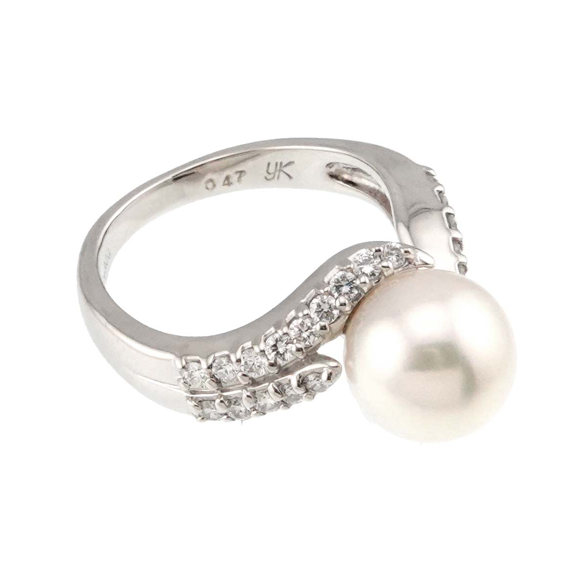 Akoya Pearl 9.2mm Diamond 0.47ct Ring Pt size5.25(US)