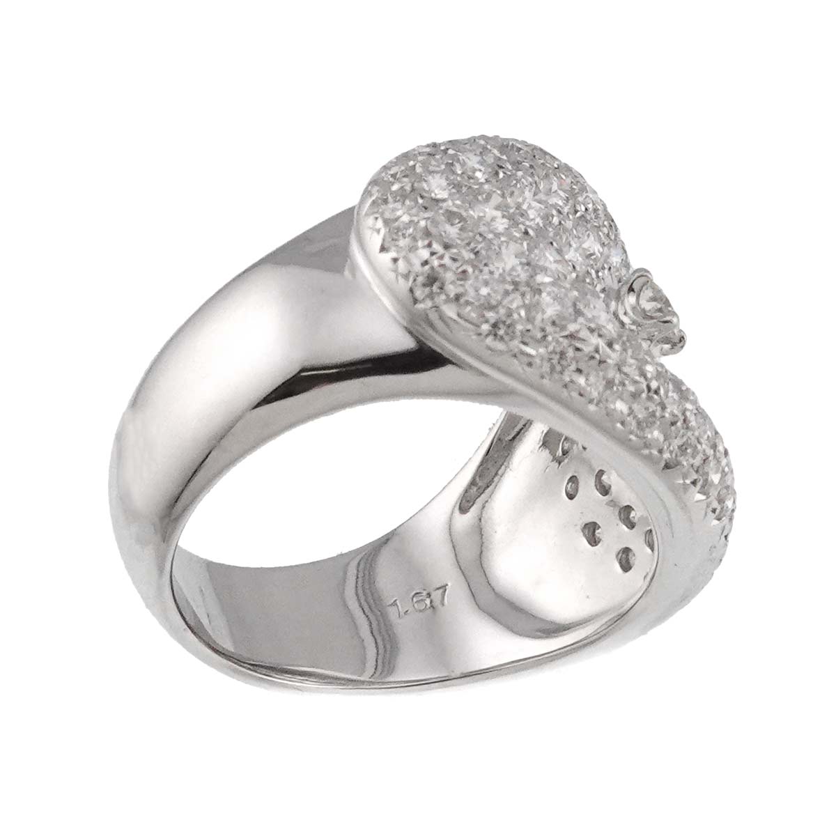 Diamond 1.67ct Ring 18K White Gold 750 Size6-6.25(US)