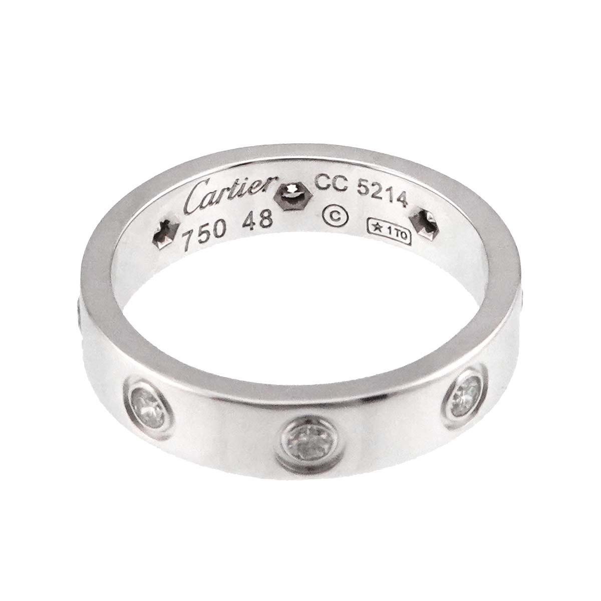 Mini Love Full Diamond Ring 18K White Gold 750 size48 4.5(US)