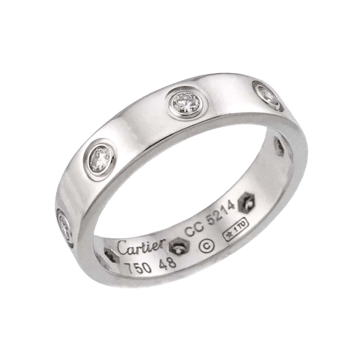 Mini Love Full Diamond Ring 18K White Gold 750 size48 4.5(US)