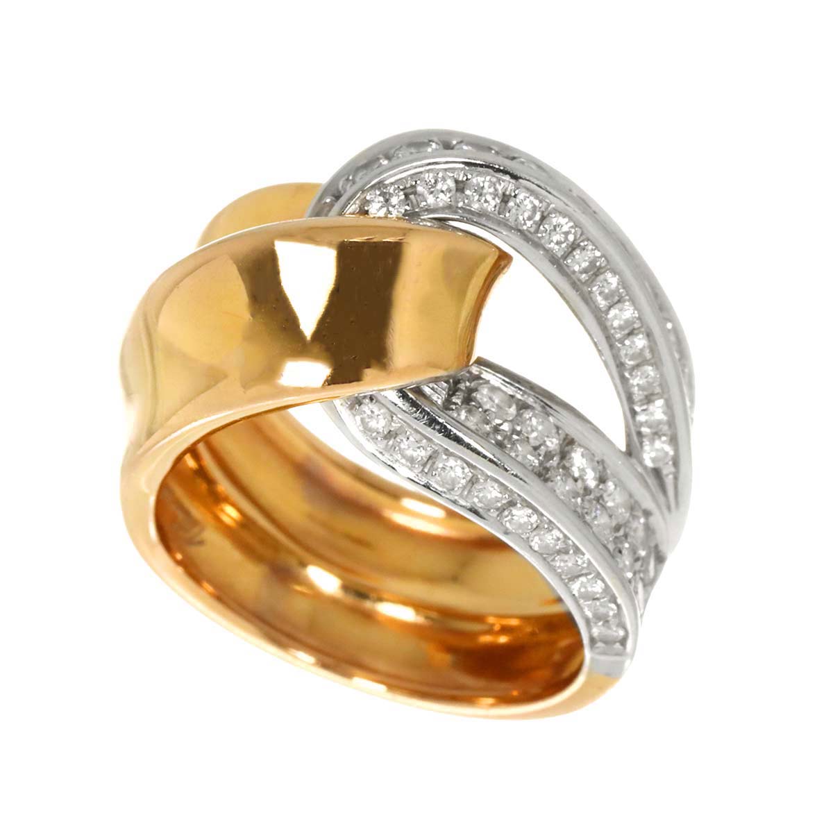 Diamond Ring 18K PG WG 750 6.25-6.5(US)