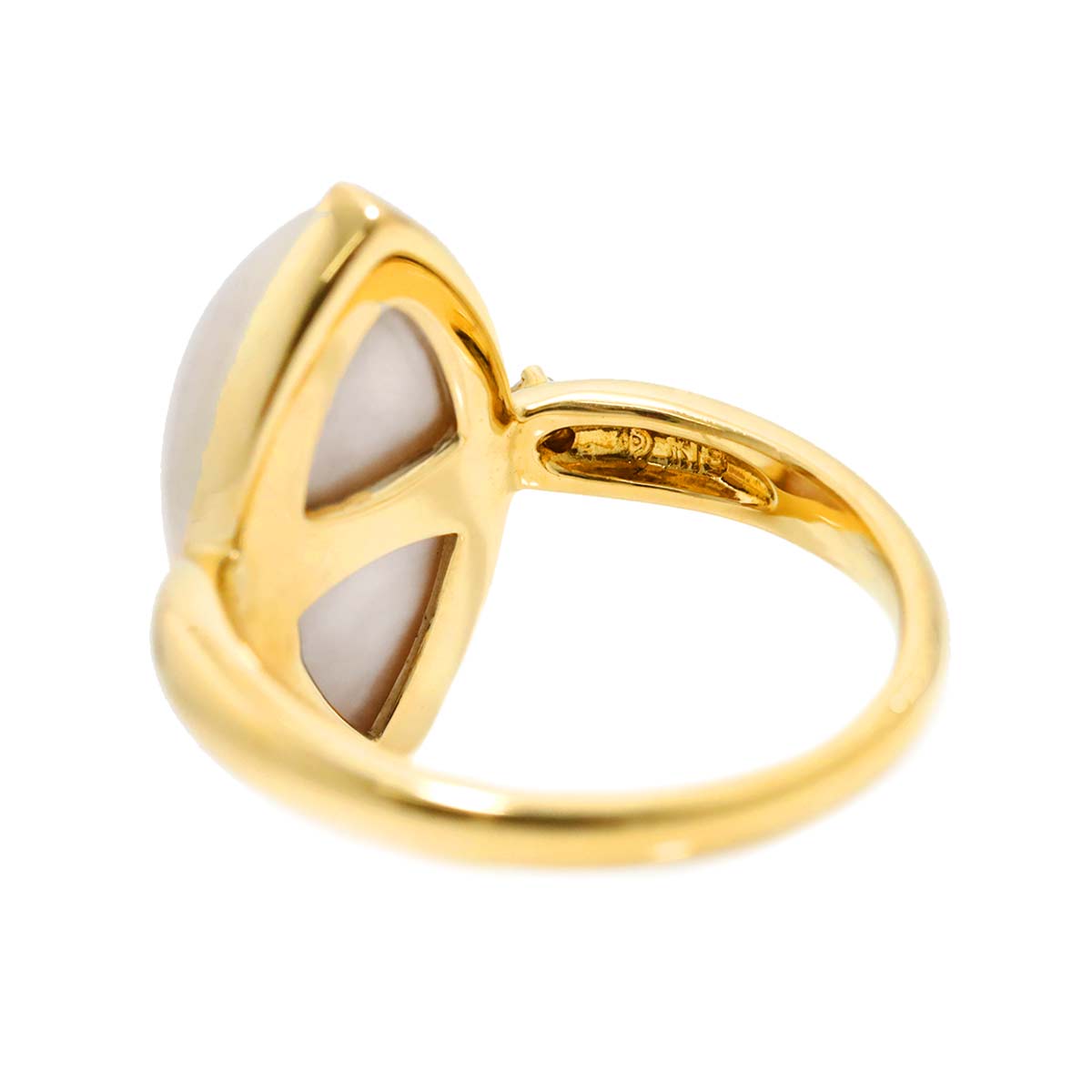 Mabe Pearl Diamond Ring 18K YG 750 5.5-5.75(US)