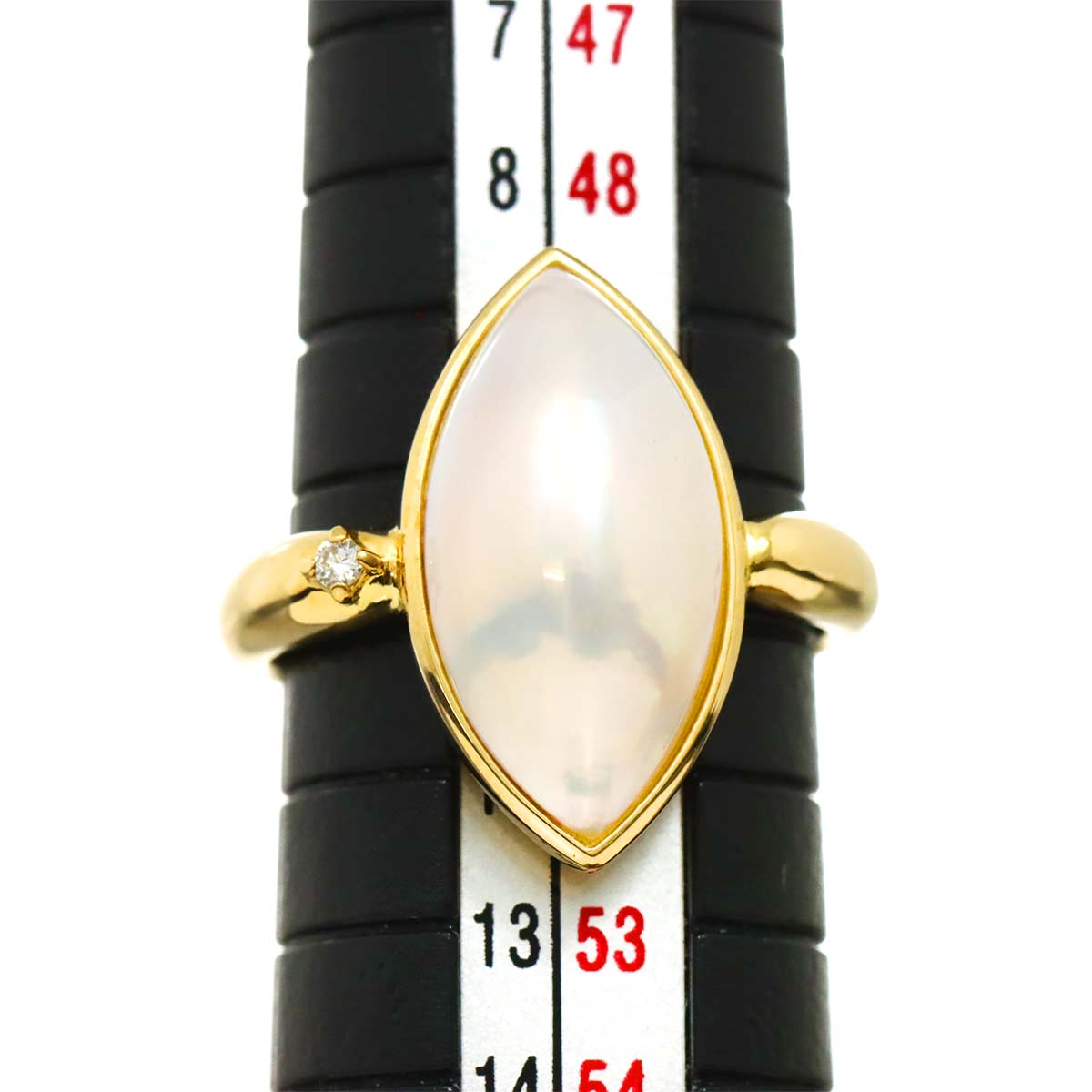 Mabe Pearl Diamond Ring 18K YG 750 5.5-5.75(US)