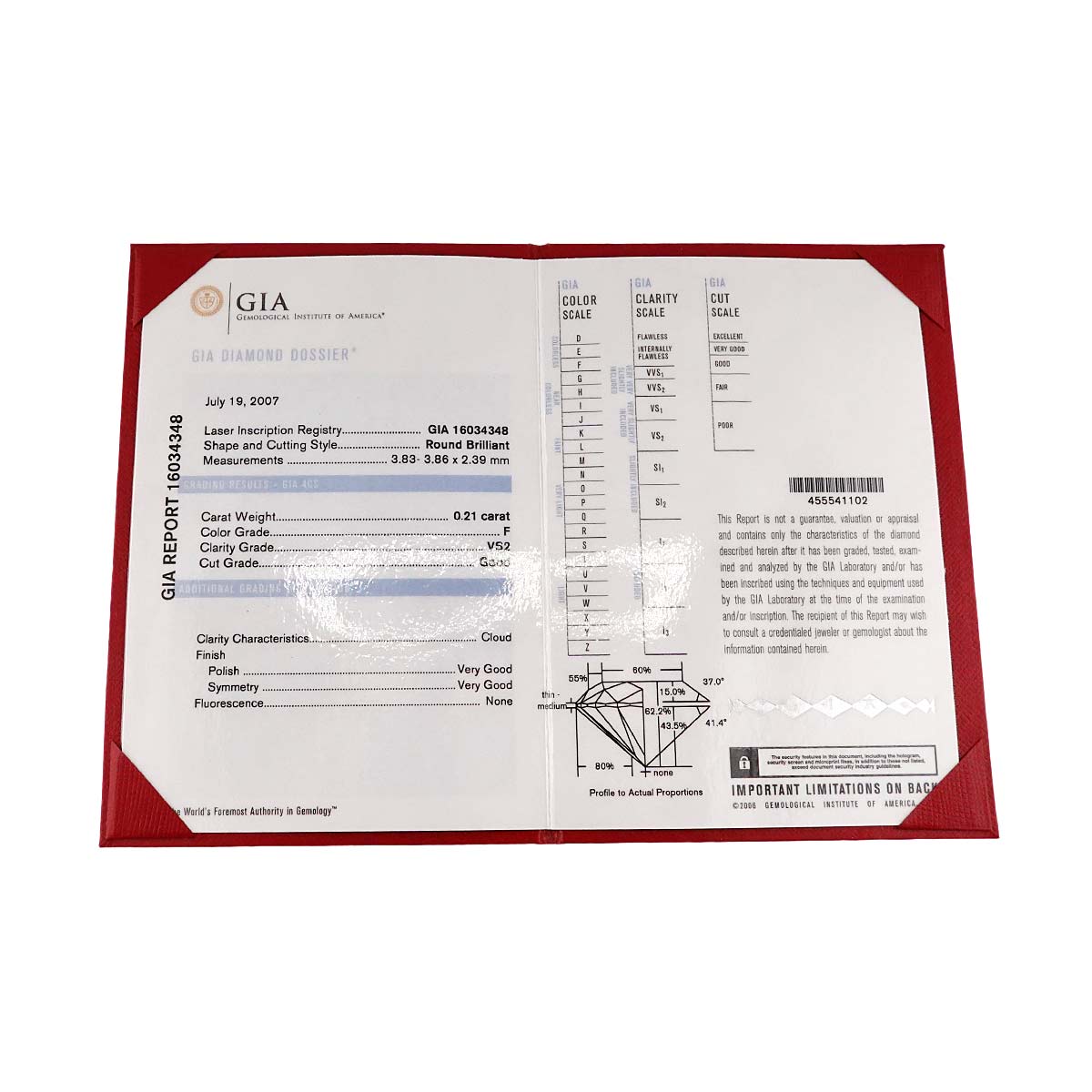 Diamond 0.21ct F/VS2 Ring Platinum size49 4.75-5(US)