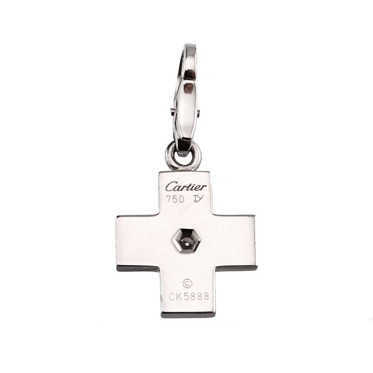 Diamond Cross Motif Charm Pendant 18K White Gold 750