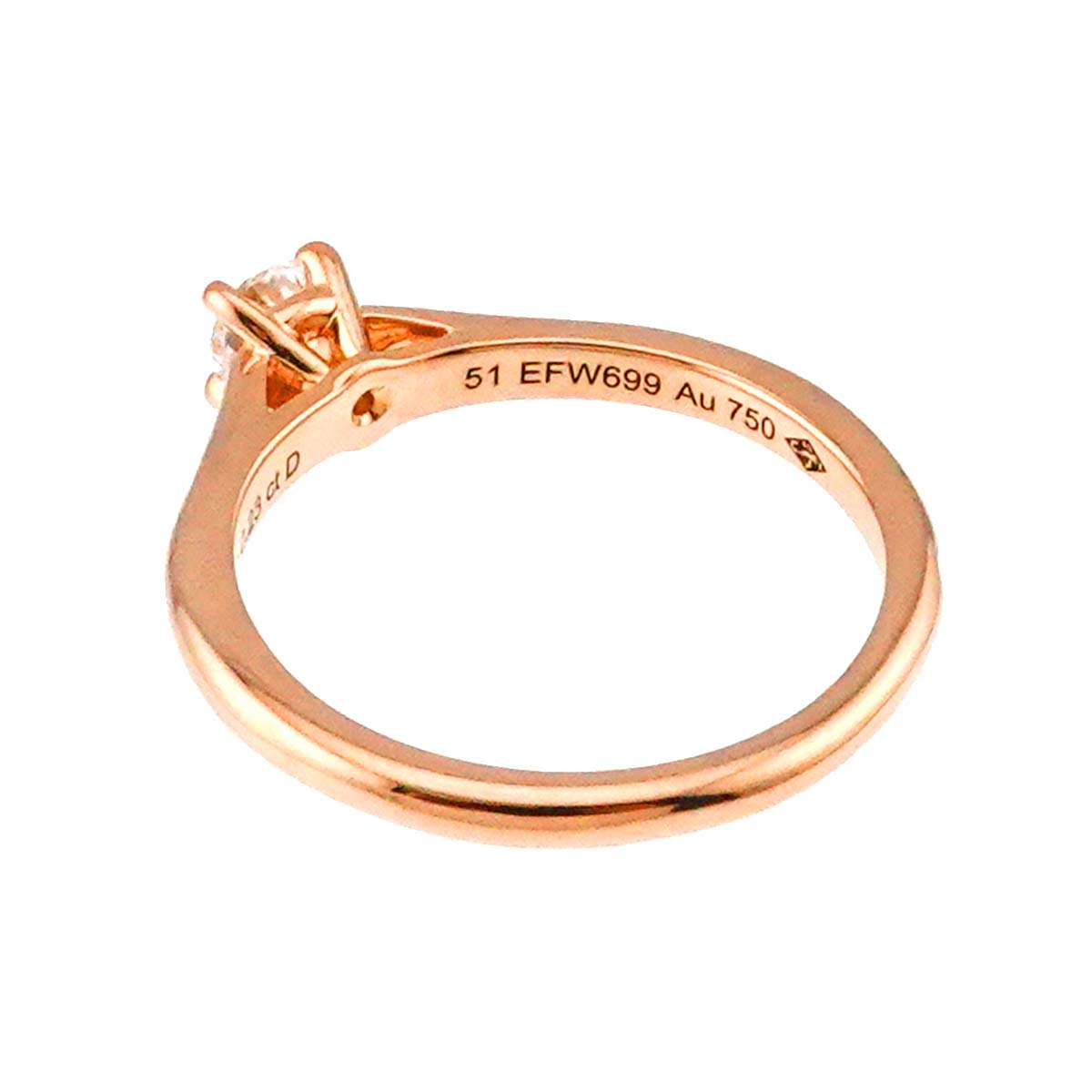 Diamond 0.23ct D/VVS2/EX Ring 18K PG size51 5.5-5.75(US)