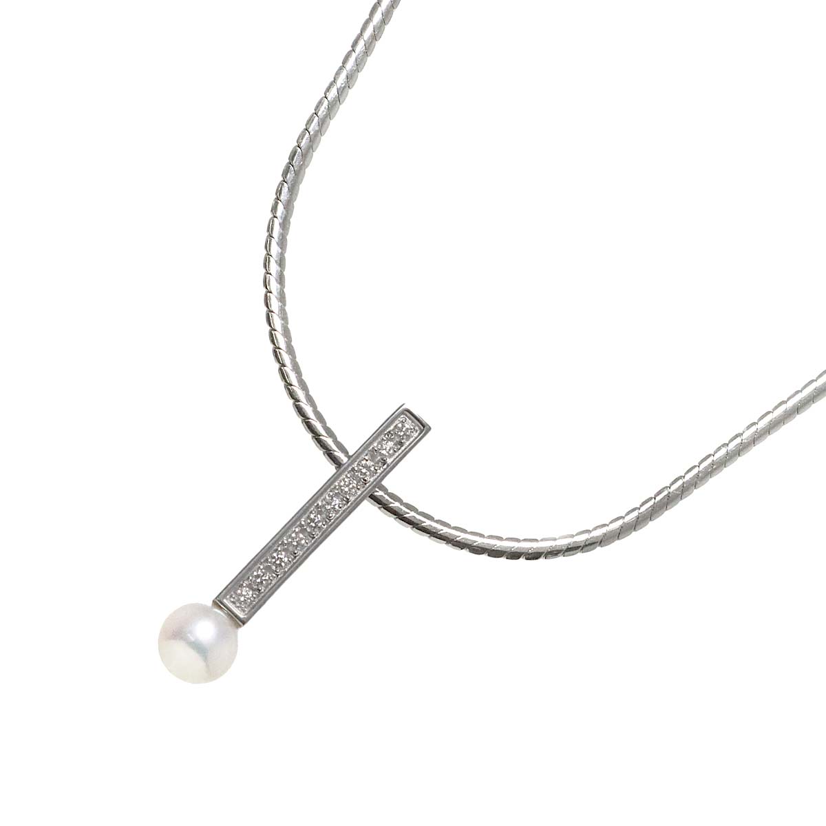 Akoya Pearl 5.9mm Diamond Necklace 18K WG 750