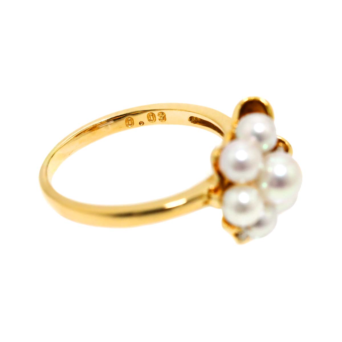 Akoya Pearl Diamond 0.03ct Ring 18K YG 750 Size6.75(US)