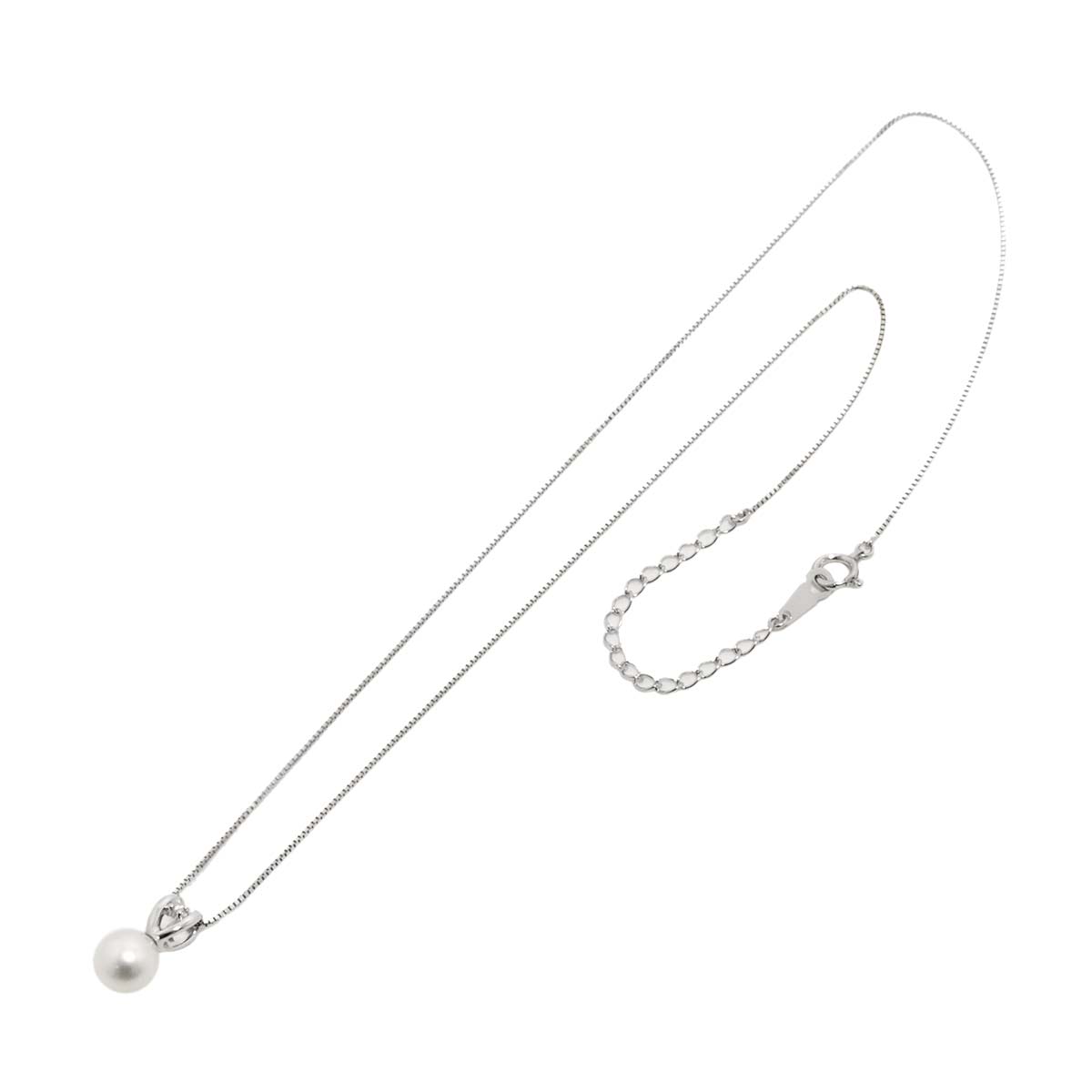 Akoya Pearl 7.3mm Diamond 0.01ct Necklace 18K WG 750