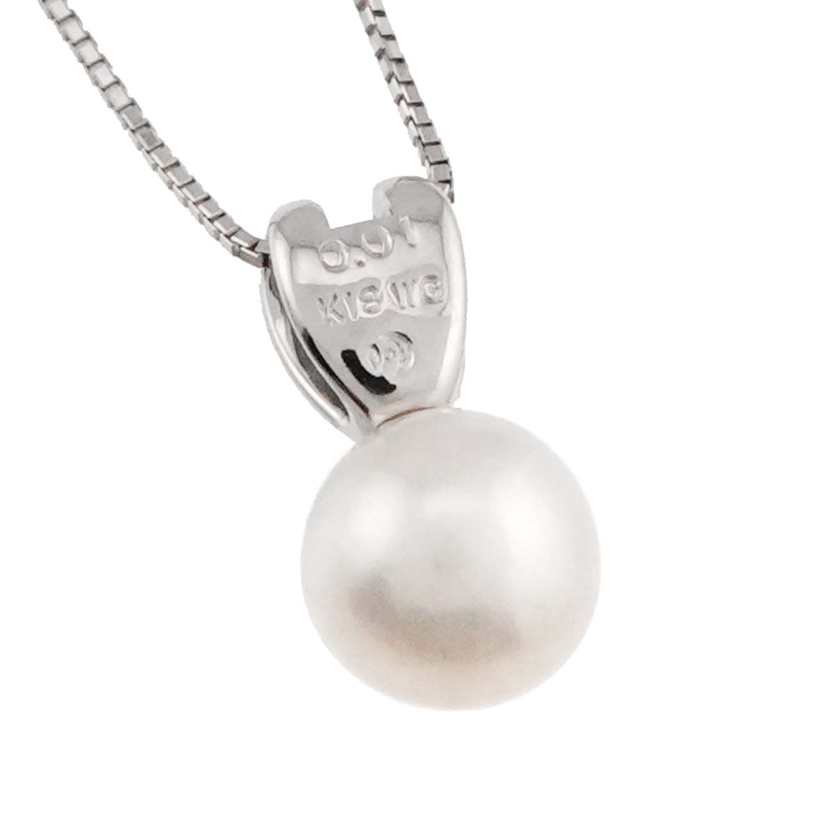 Akoya Pearl 7.3mm Diamond 0.01ct Necklace 18K WG 750