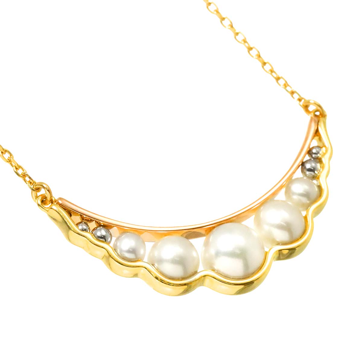 Akoya Pearl 5.6-2.9mm Necklace 18K YG PG 750 Pt