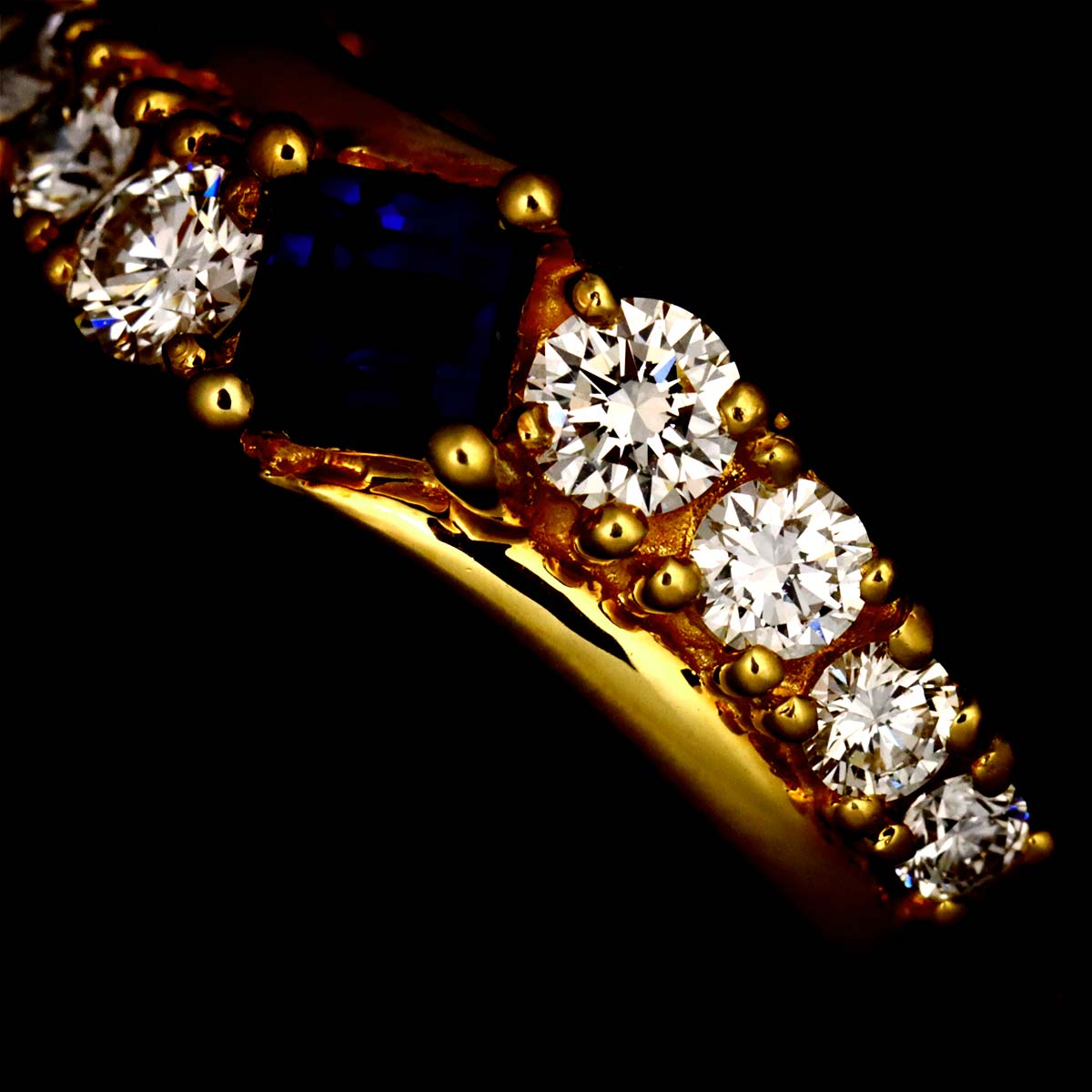 Sapphire 0.41ct Diamond 0.43ct Ring 18K YG 750 6.75-7.25(US)