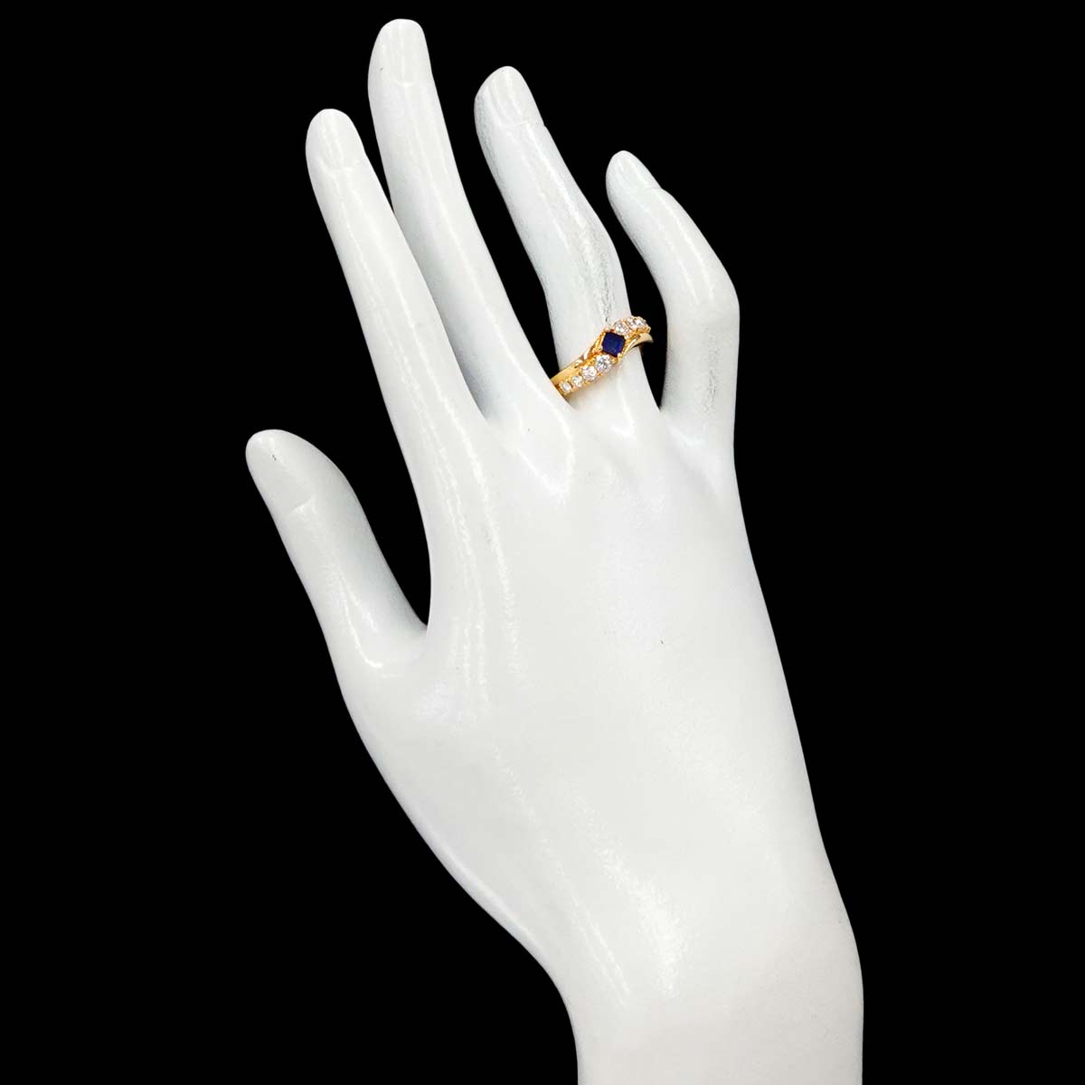 Sapphire 0.41ct Diamond 0.43ct Ring 18K YG 750 6.75-7.25(US)