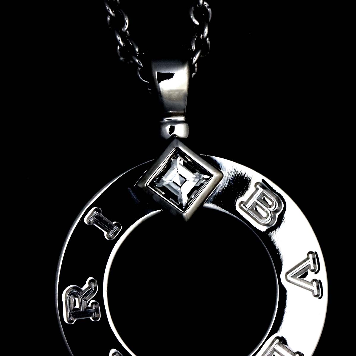 Double Logo Diamond Necklace 18K White Gold 750