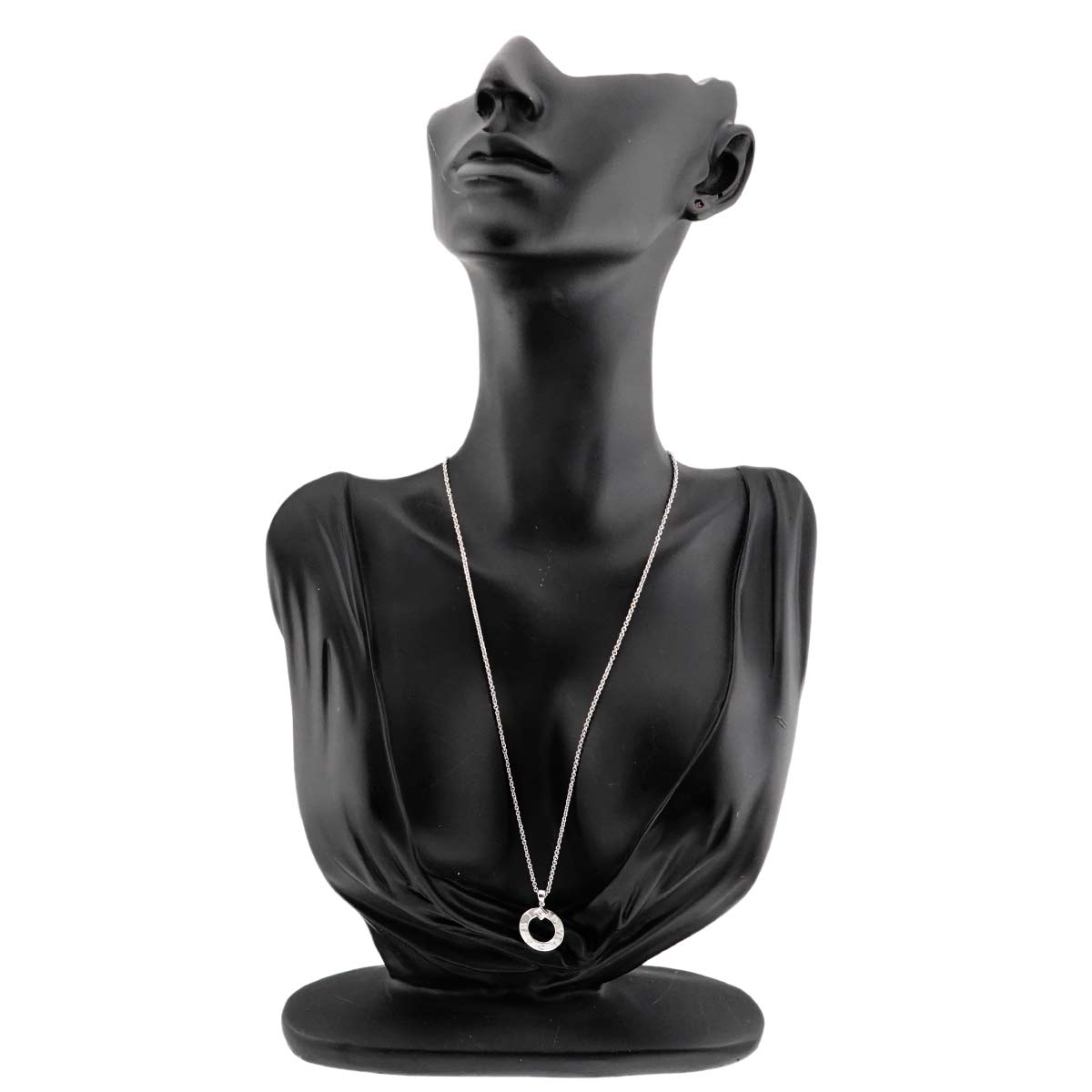 Double Logo Diamond Necklace 18K White Gold 750