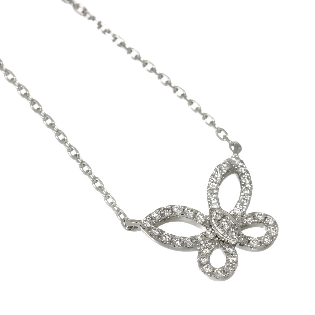 Mini Butterfly Silhouette Diamond Necklace 18K WG 750