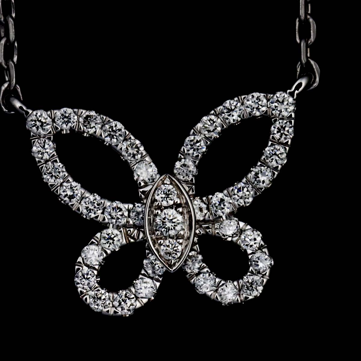 Mini Butterfly Silhouette Diamond Necklace 18K WG 750