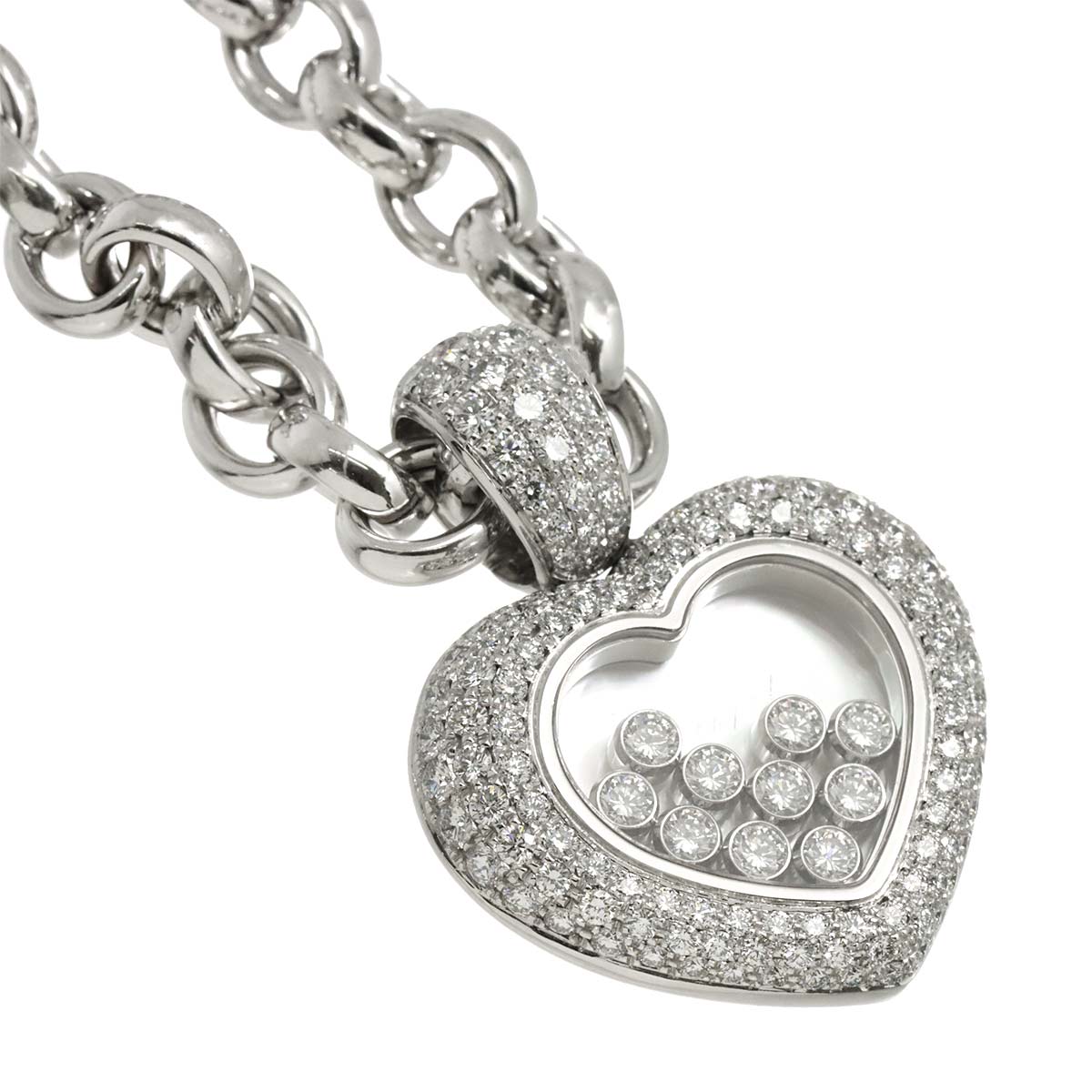 Happy Diamond Mother of Pearl Heart Necklace 18K WG 750