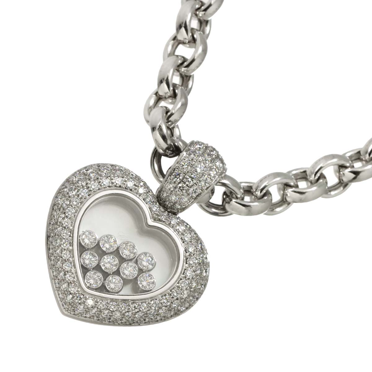 Happy Diamond Mother of Pearl Heart Necklace 18K WG 750