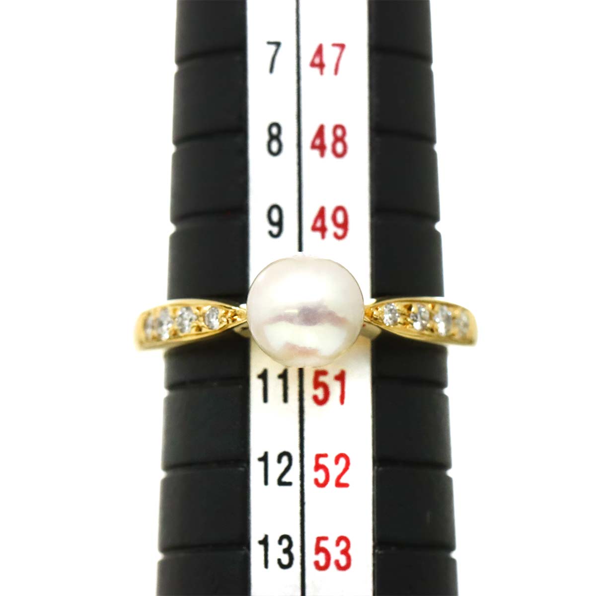 Akoya Pearl 6.3mm Diamond Ring 18K YG 750 5.25(US)