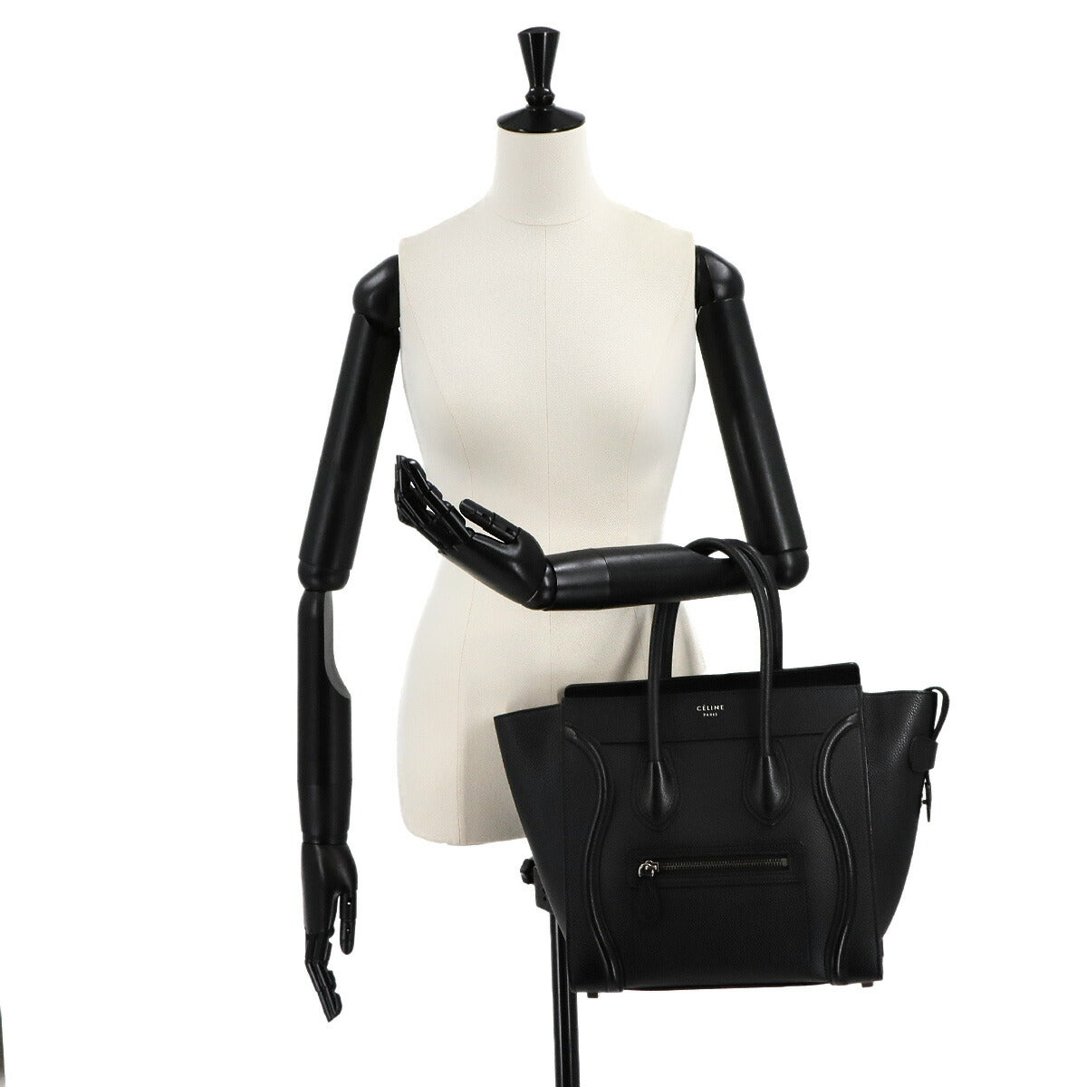 Luggage Micro Shopper Hand Bag Leather Black 167793 Purse