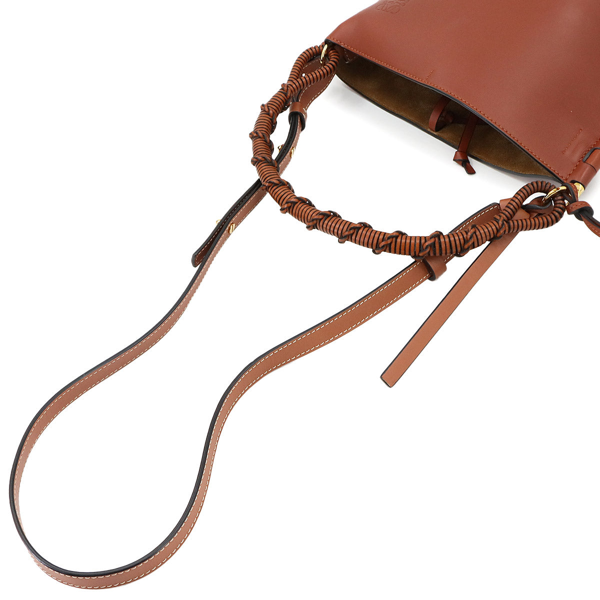 Gate Bucket Hand Shoulder Bag Leather Brown Purse Anagram