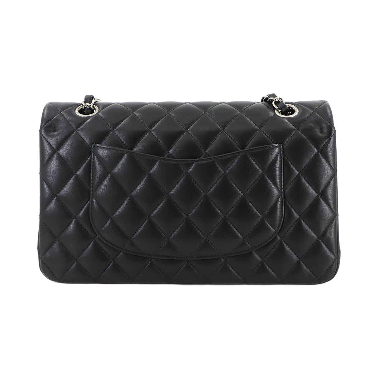 Medium Classic Double Flap Chain Bag 25cm Leather Black A01112