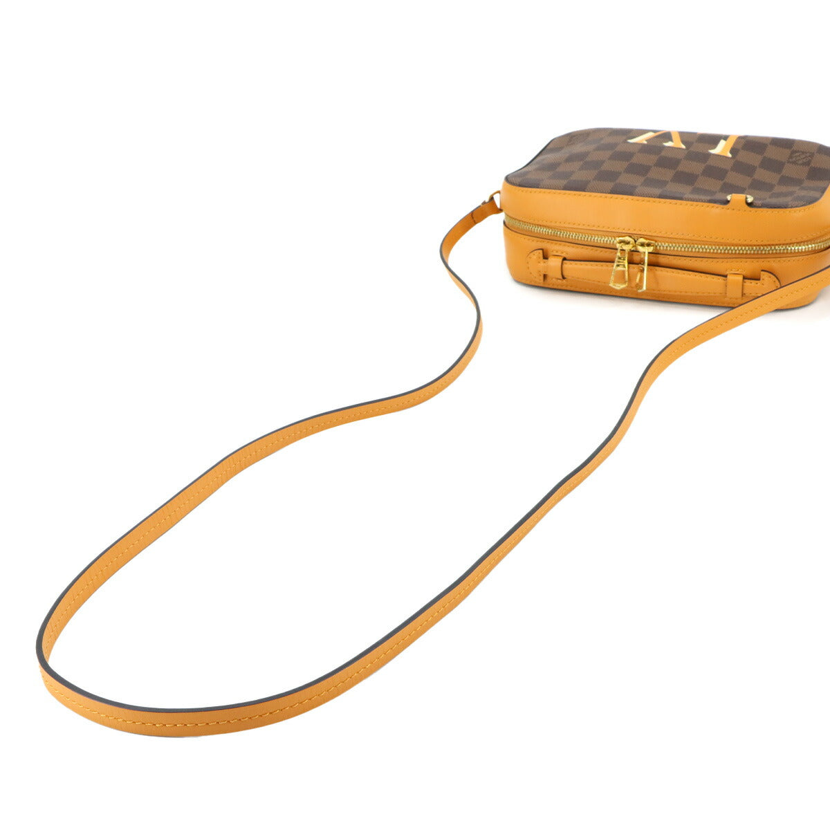 Damier Santa Monica Shoulder Bag Ebene Saffron N40179