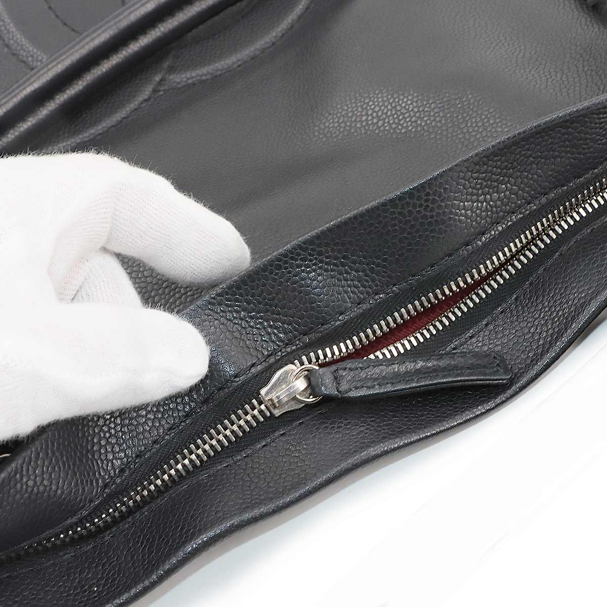 Chain Tote Bag Leather Black Coco Logos