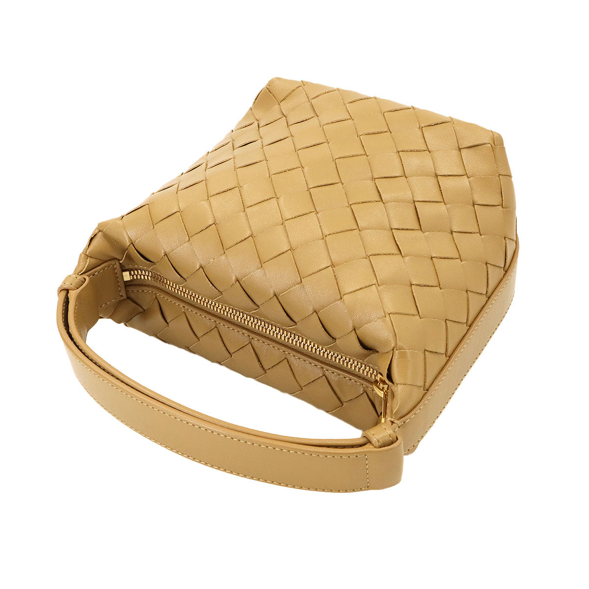 Intrecciato Wallace Hand Bag Lether Beige Purse