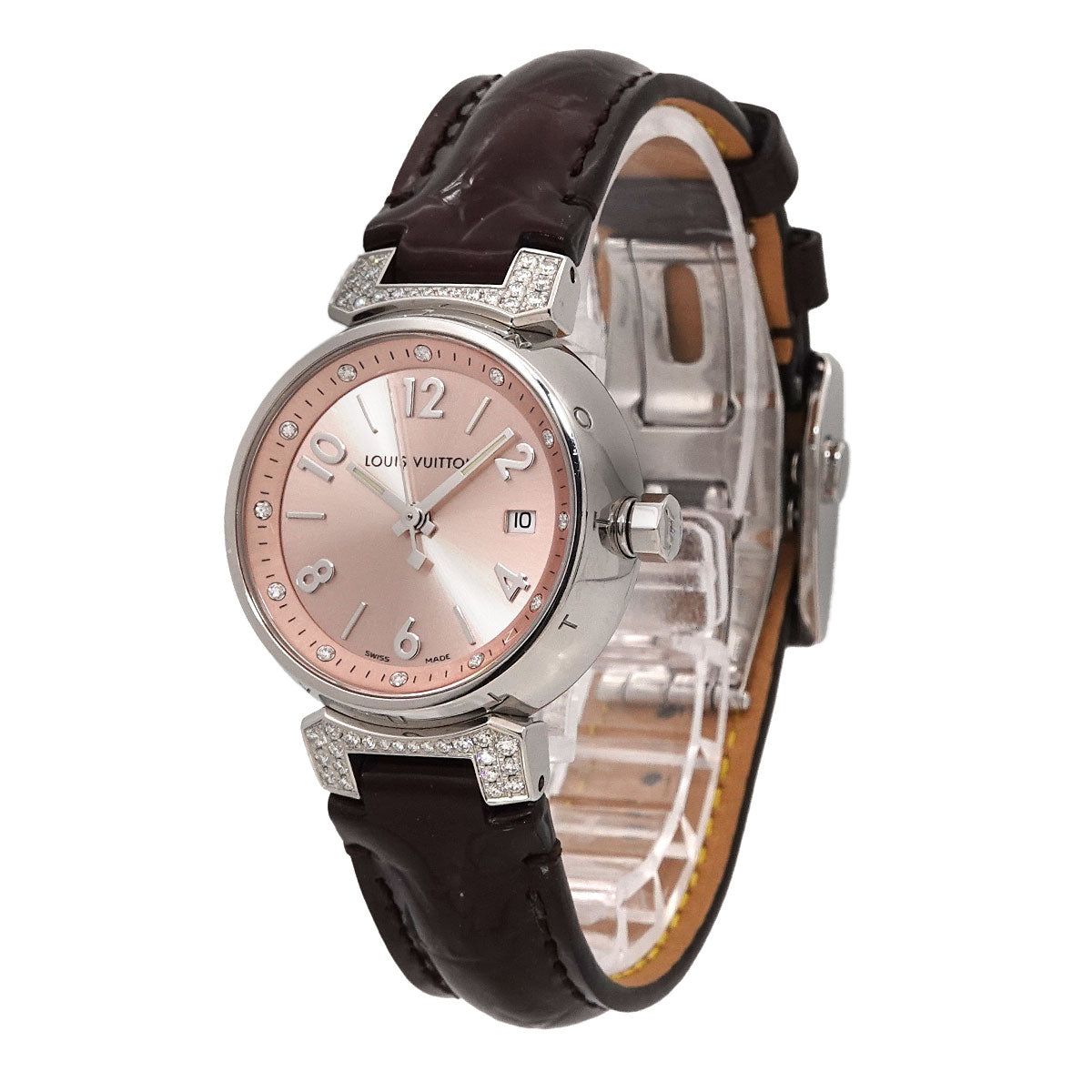 Tambour Brush Diamond PM Q121Y Quartz Pink Dial